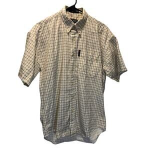 Ralph Lauren Chaps, men M, Short Sleeve, Tan & White diamond plaid